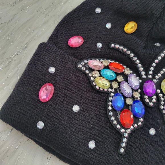 Butterfly Rhinstone Accent Hat